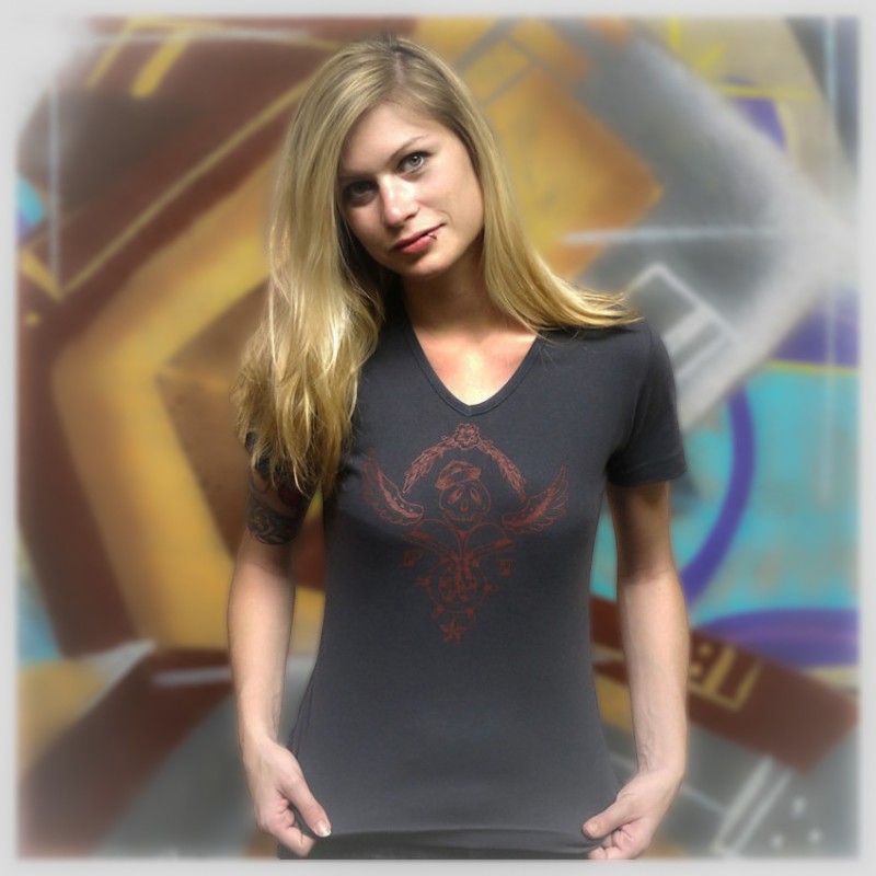 T-shirt Collaboratif Imprimé "SKULLAVY" - Femme
