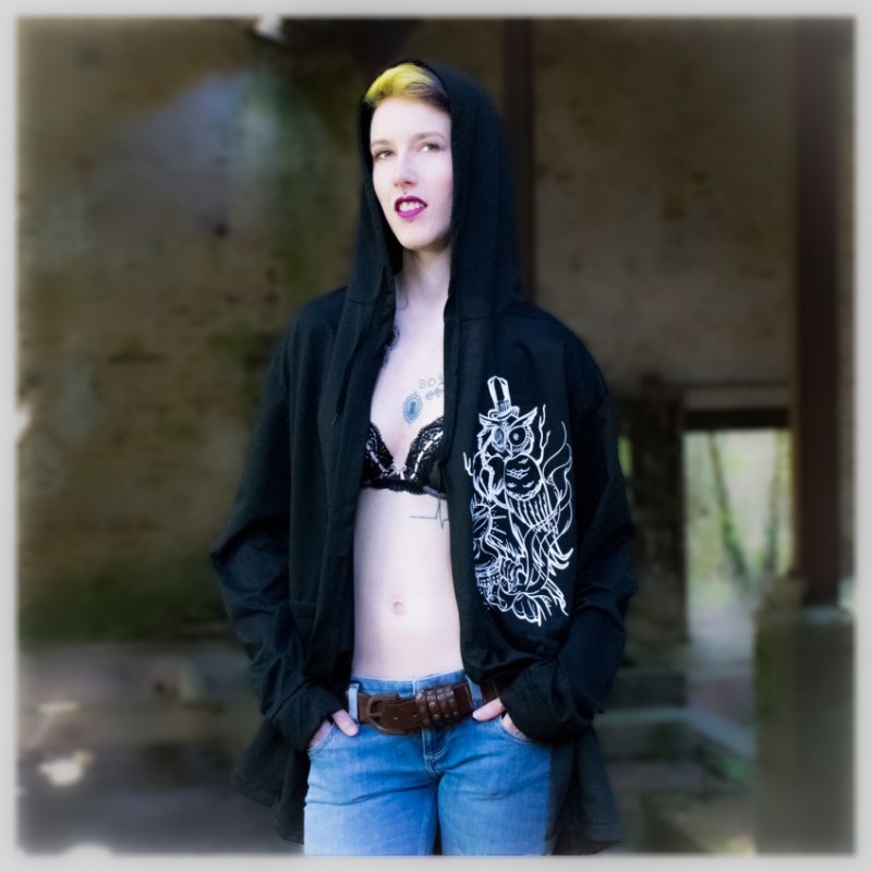 Veste Capuche Large Imprimé "HIBOUX" - Femme